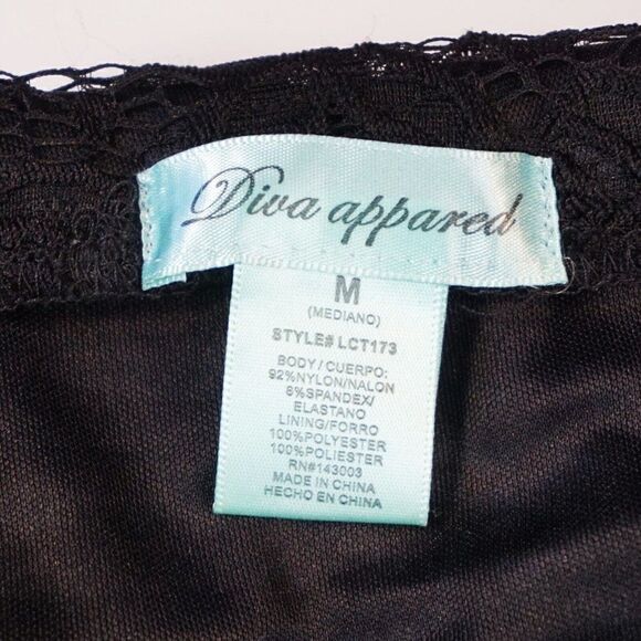 Diva Appared Black Skirt Womens Size Medium Lace Overlay Lined Pull On Short - Picture 2 of 7